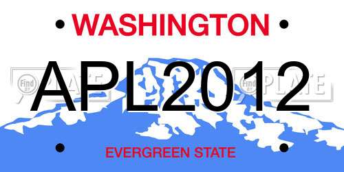 APL2012 Washington License Plate