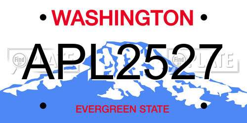 APL2527 Washington License Plate