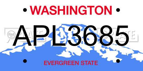 APL3685 Washington License Plate