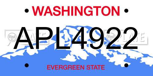 APL4922 Washington License Plate