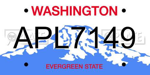 APL7149 Washington License Plate