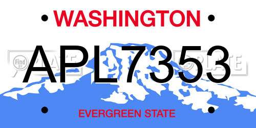APL7353 Washington License Plate