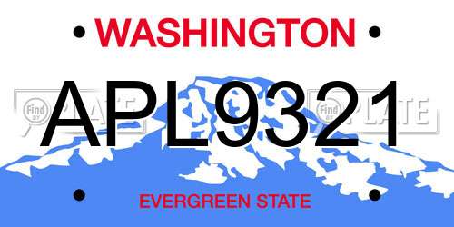 APL9321 Washington License Plate