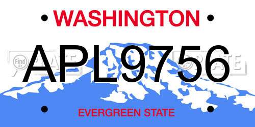 APL9756 Washington License Plate