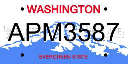 APM3587 Washington License Plate