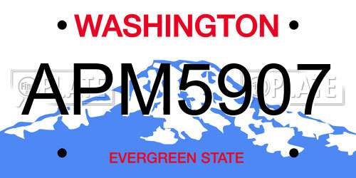 APM5907 Washington License Plate
