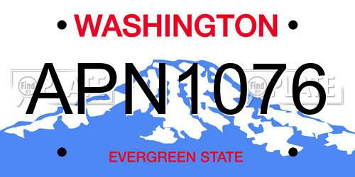 APN1076 Washington License Plate