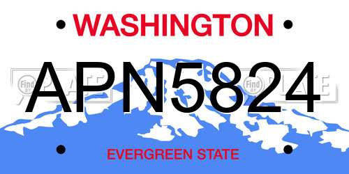 APN5824 Washington License Plate
