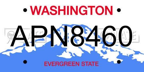 APN8460 Washington License Plate