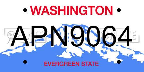 APN9064 Washington License Plate