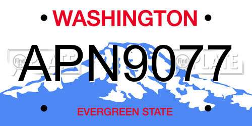 APN9077 Washington License Plate