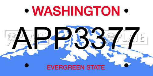 APP3377 Washington License Plate