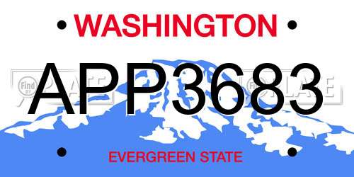 APP3683 Washington License Plate