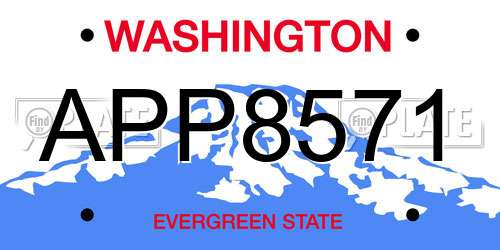 APP8571 Washington License Plate