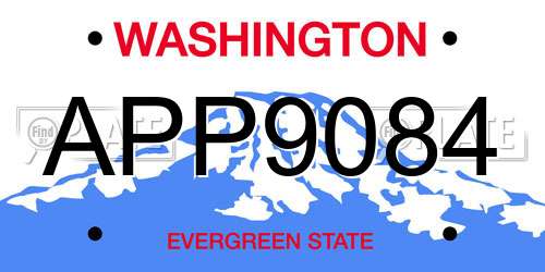 APP9084 Washington License Plate
