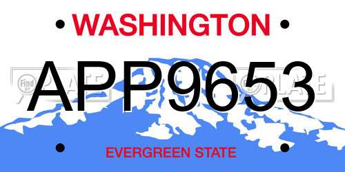 APP9653 Washington License Plate