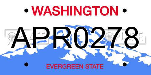 APR0278 Washington License Plate