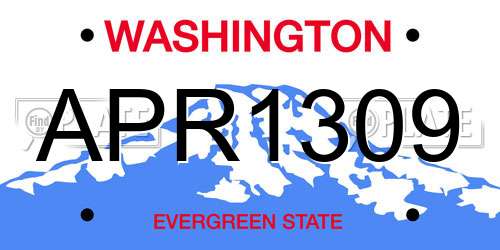 APR1309 Washington License Plate