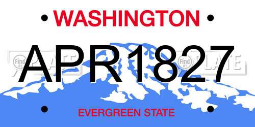APR1827 Washington License Plate