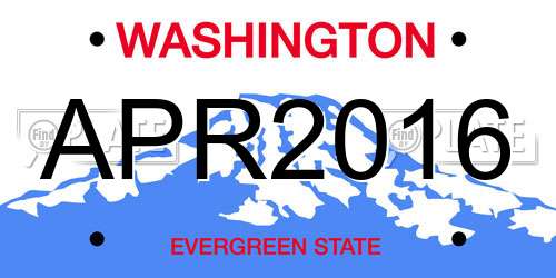 APR2016 Washington License Plate