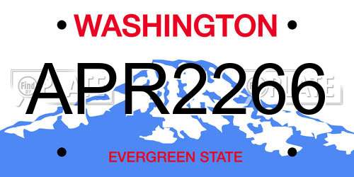 APR2266 Washington License Plate