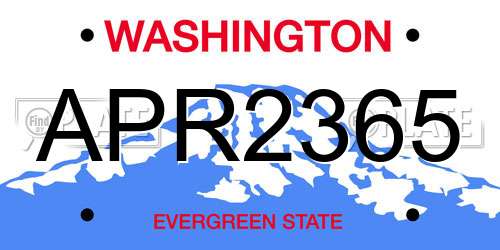 APR2365 Washington License Plate