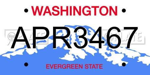 APR3467 Washington License Plate