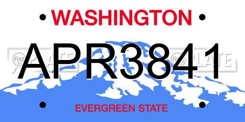 APR3841 Washington License Plate