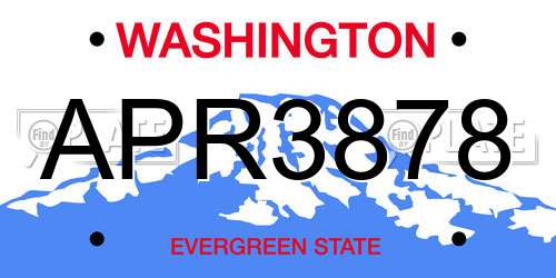 APR3878 Washington License Plate