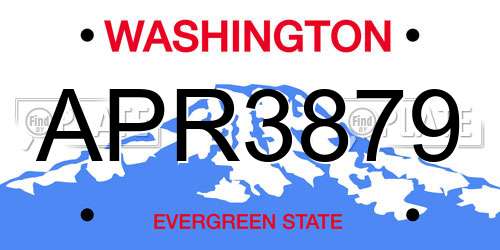APR3879 Washington License Plate