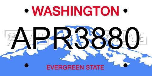 APR3880 Washington License Plate