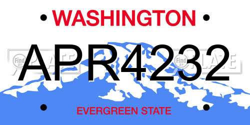 APR4232 Washington License Plate