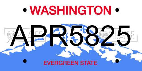 APR5825 Washington License Plate