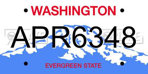 APR6348 Washington License Plate