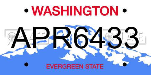 APR6433 Washington License Plate