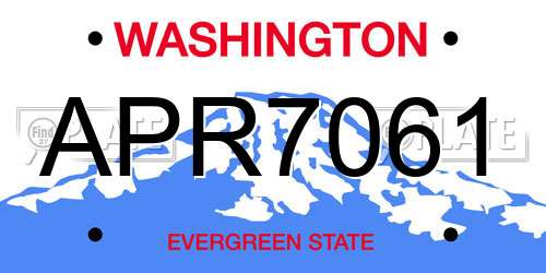 APR7061 Washington License Plate