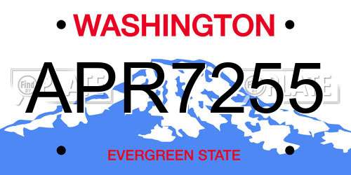 APR7255 Washington License Plate