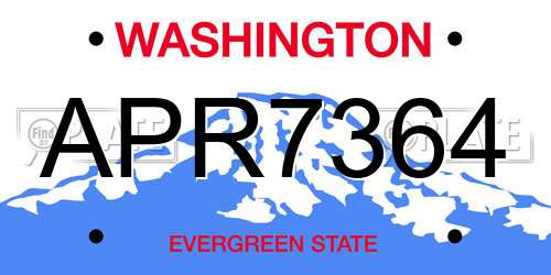 APR7364 Washington License Plate