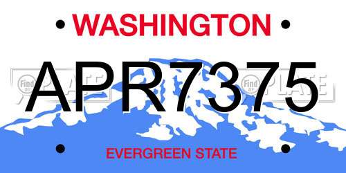 APR7375 Washington License Plate