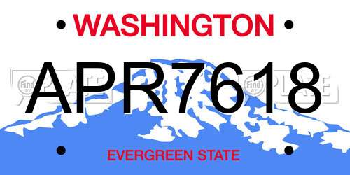 APR7618 Washington License Plate