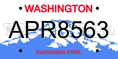 APR8563 Washington License Plate