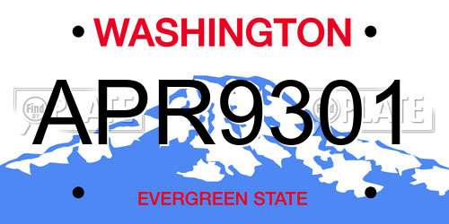 APR9301 Washington License Plate