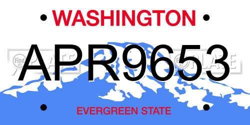 APR9653 Washington License Plate