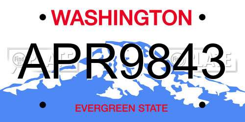 APR9843 Washington License Plate
