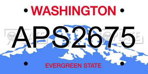 APS2675 Washington License Plate