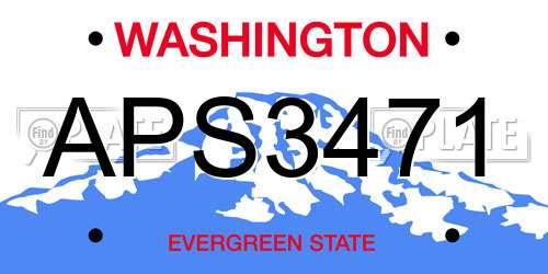APS3471 Washington License Plate