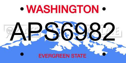 APS6982 Washington License Plate
