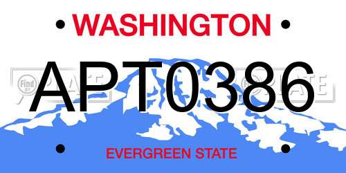 APT0386 Washington License Plate