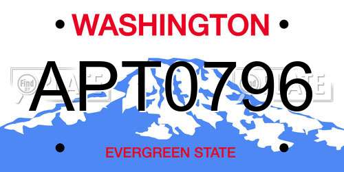 APT0796 Washington License Plate