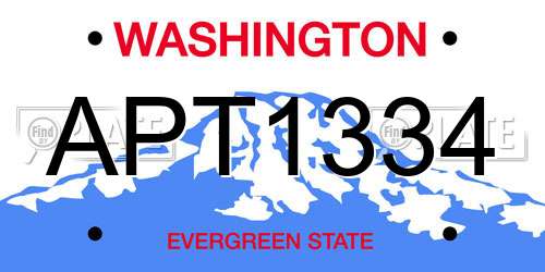 APT1334 Washington License Plate